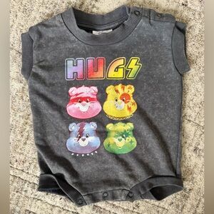 Care Bears Gray Crewneck Sweatshirt romper with Colorful Punk Rock Bears